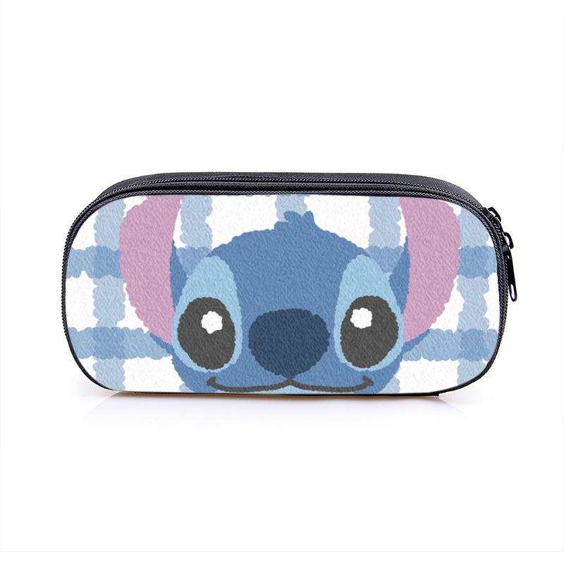 New Stitch Stitch Single-Layer Student Pencil Case Square Large-Capacity Polyester Stationery Box Printable Picture
