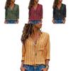 Womens Long Sleeve Loose Blouse Casual Tops Featuring Elegant V-neck Button-up Design