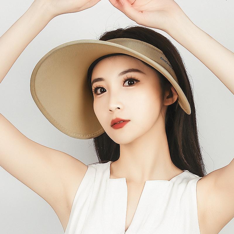 Summer Big Brim Ice Silk Hat Cycling Sun Protection Beach Hat Women's Sunshade Empty Top Hat Outdoor Foldable Cap