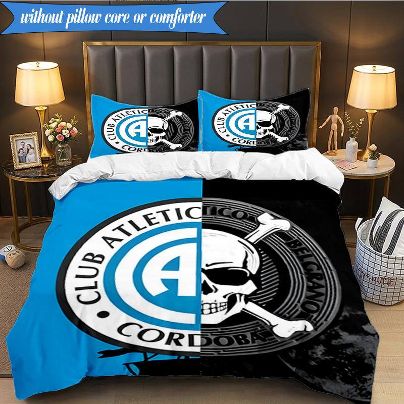 Atletico Belgrano Crest 3pcs Bedding,Including 1pc Duvet Cover And 2pcs Pillowcases Perfect for Christmas,Ideal for Bedroom, Dormitory
