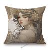 Mucha Style Floral Princess Girl Pink Purple Blue Pretty Flower Daughter Room Decoration Sofa Pillow Case Spring Cushion Cover