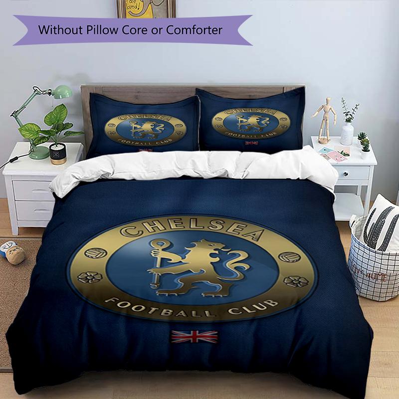 3pcs Duvet Cover Set (1*Duvet Cover + 2*Pillowcase, Without Core),Chelsea F.C Print Bedding Set, Bedroom Decor, All‑Season, Birthday Gift