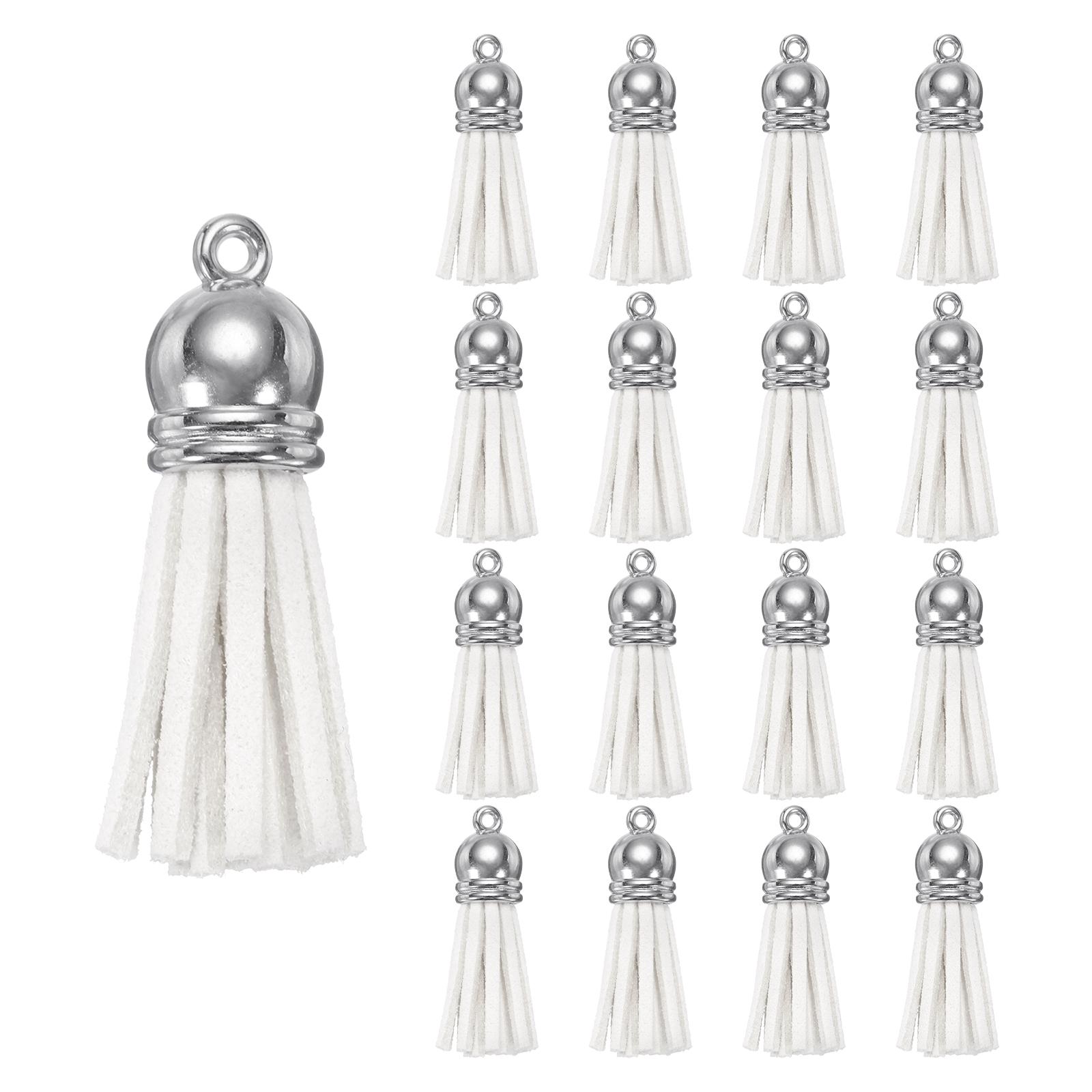 

200 Pcs Keychain Tassels, Bulk Leather Tassels for Crafts Colored Tassel Pendants for Acrylic Blanks, Earrings білий