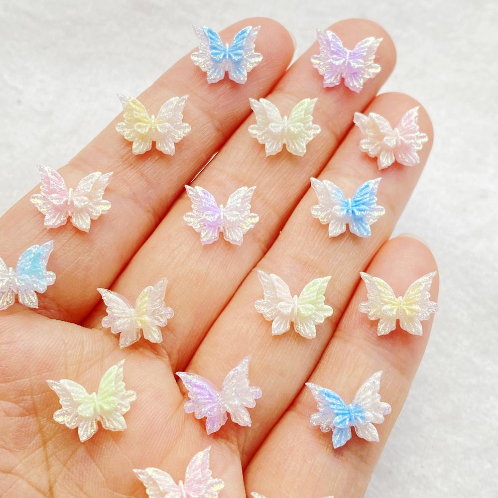 50 Stück Harz Süßer 3D Mini Schmetterling Flache Rückseite Strassstein Scrapbooking DIY Basteln Für Nagel Dekor Schmuck Zubehör