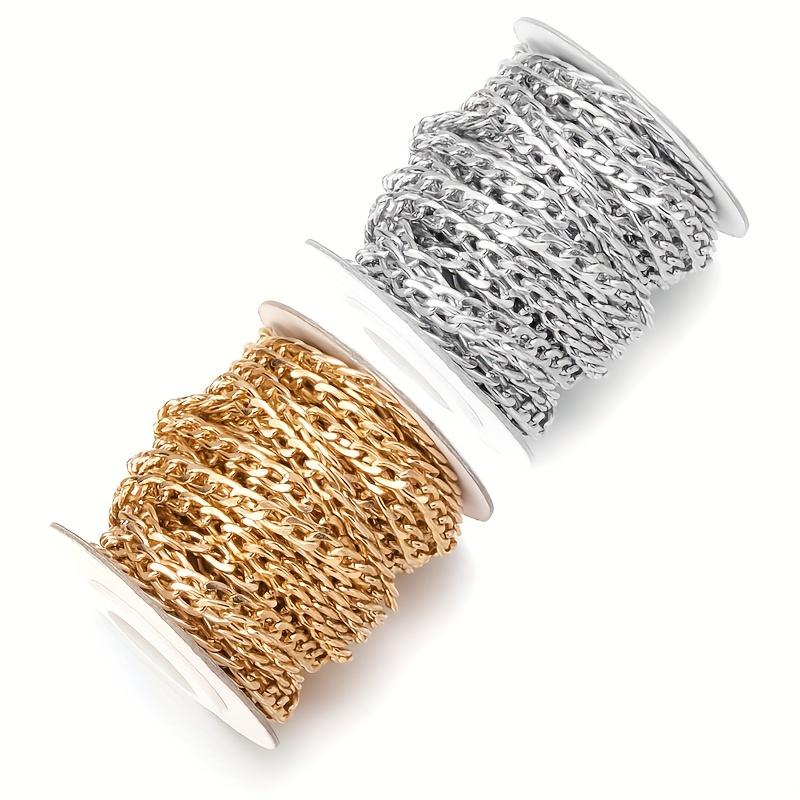 1 Roll Of Aluminum Alloy Golden Aluminum NK Chain Bracelet Necklace Material DIY Jewelry Making Box Clothing Chain Accessories 5 Yards/roll