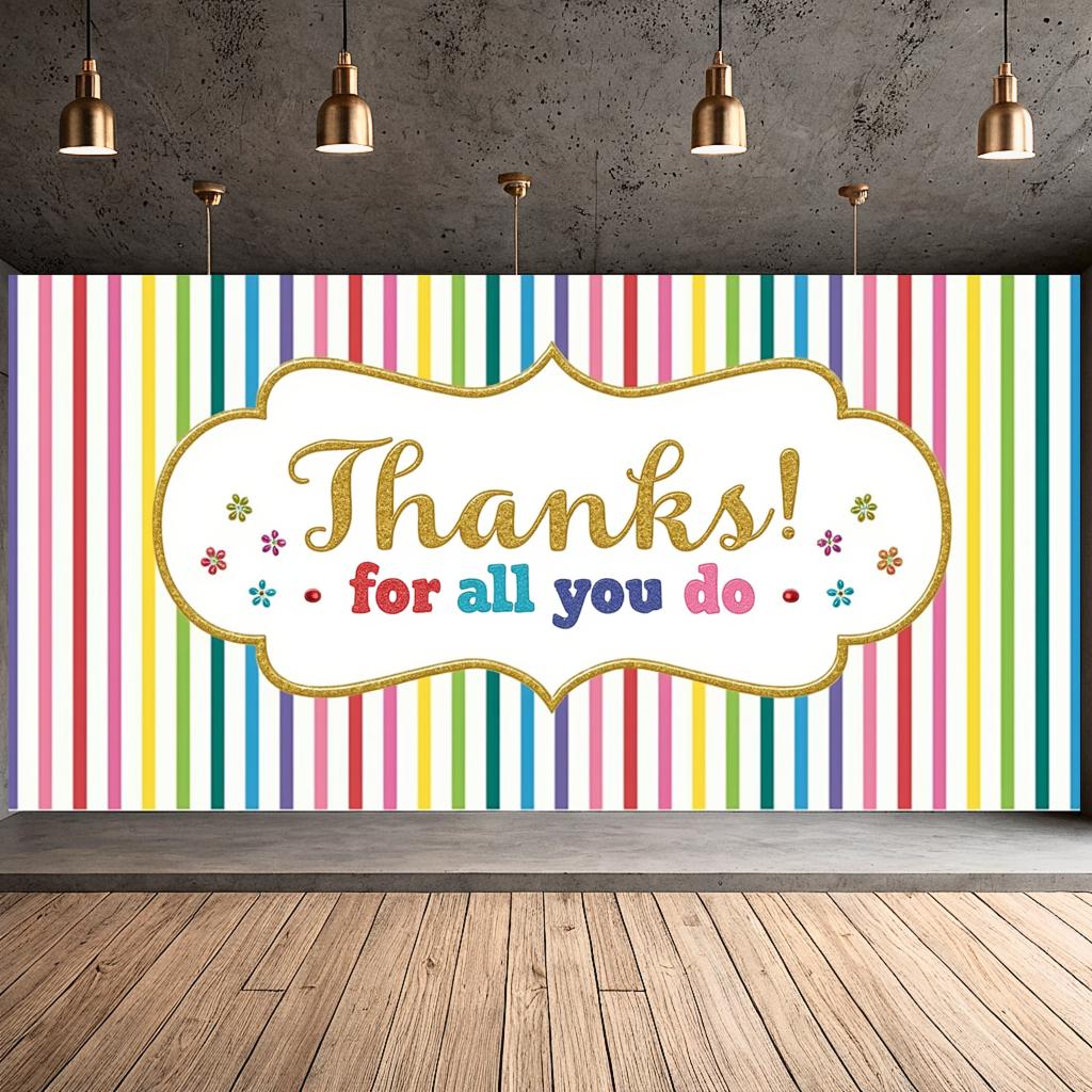 Thank You Banner Bold Font Appreciation Banner Flower Accents Thankful Banner for Employee Recognition Appreciation Party