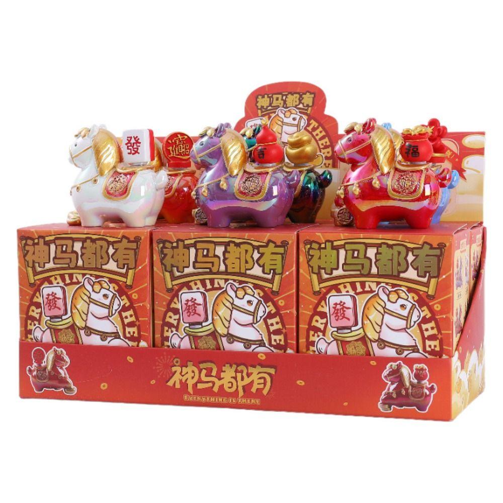 Horse Mascot Cartoon Horse Statue Kawaii Zodiac Horse Figurines Cute Pony Ornament  Home Decoration