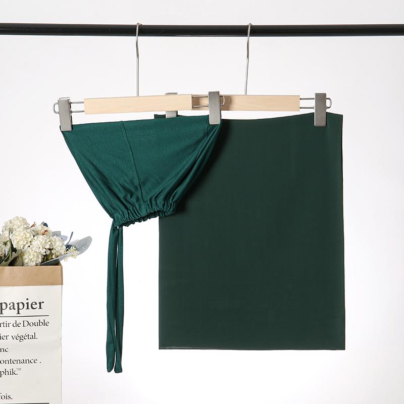 2Pcs Chiffon Hijab With Matching Undercap Set Women Plain Shawl Jersey Inner Modal Caps Muslim Headband Two-Piece Scarf Set