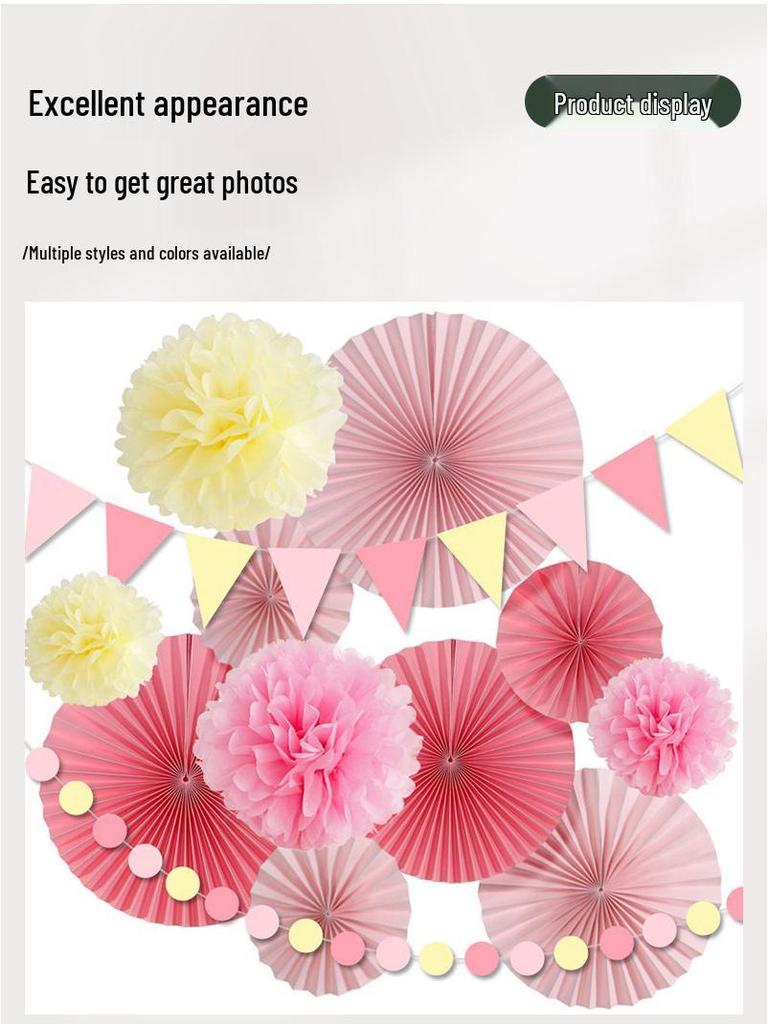 Blue Ocean 3D Folding Fan & Star Pendant Decoration Set for Kids' Birthday Party