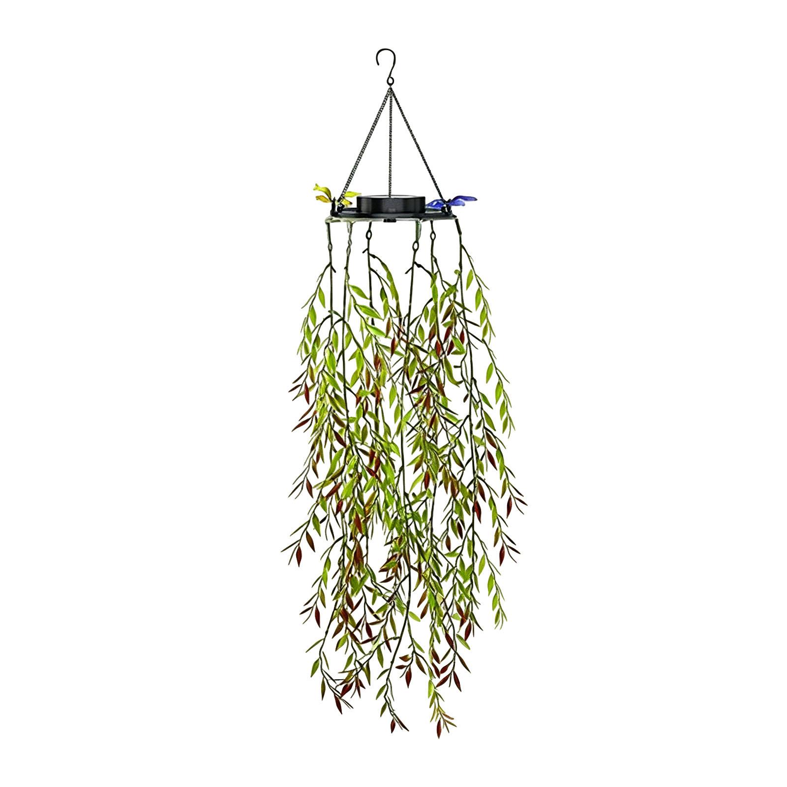 

Solar Powered Outdoor Hanging Willow Leaf Light Decoration with Multiple LED Bulbs for Garden Patio Porch Yard Use Waterproof Design One Size