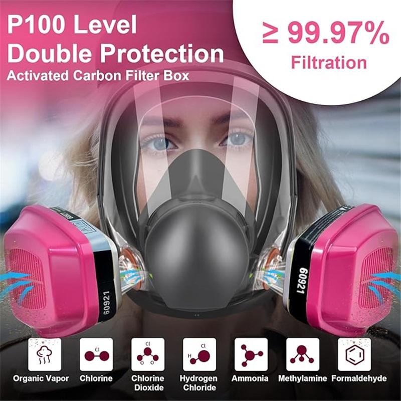 Celotvárová ochranná maska 6800 s filtrami, proti zahmlievaniu, na zváranie, maľovanie, leštenie a bezpečnostnú ochranu