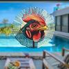 Farm Rooster Wind Chime Outdoor Metal Spinning Garden Decor Bird Deterrent Scarecrow Patio Hanging Ornament No Battery Needed