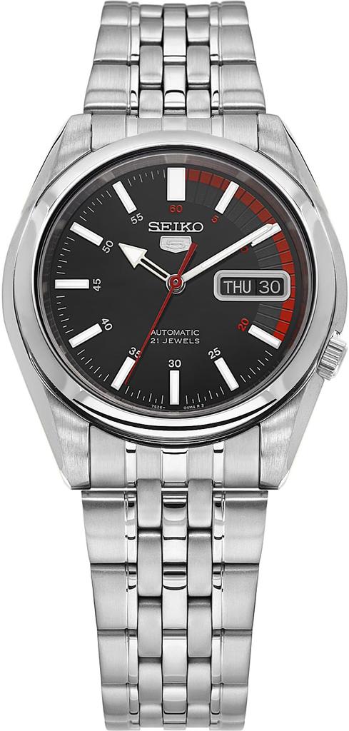 SEIKO 5 Automatic Day-Date SNK375K1 (Stainless Bracelet, Black Dial)