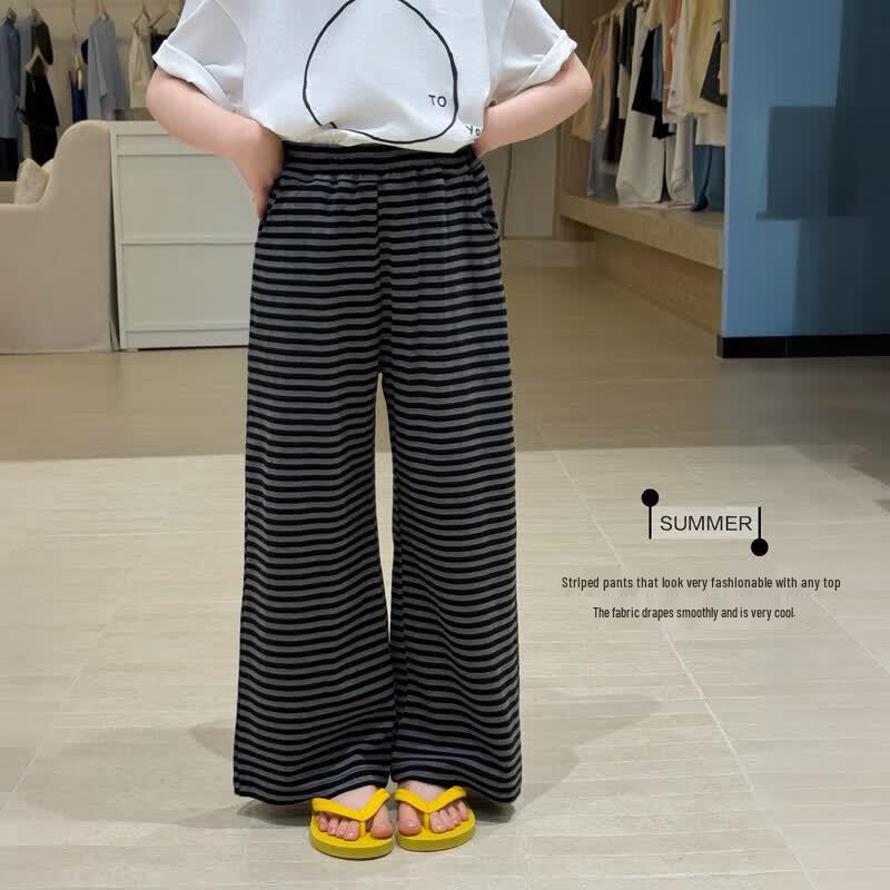 SEVEN BOBI Girls  Korean Style Striped Summer Pants 140 cm