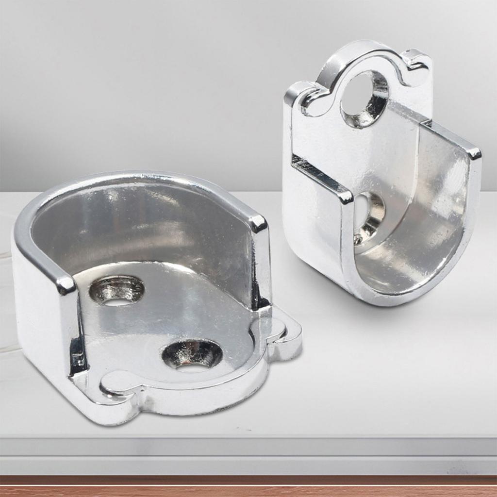 Pack of 2 Rail Mount Closet Clothes Tube Holder Rail End Support Holder Closet Rail Mount Simple Install for Clothes