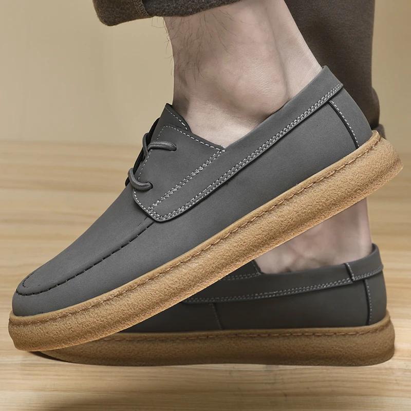 Elegantes Men Genuine Leather Shoes Business Dress Shoes All-Match Casual Flat Lace-Up Oxford Shoes Antiskid Man Formal Footwear