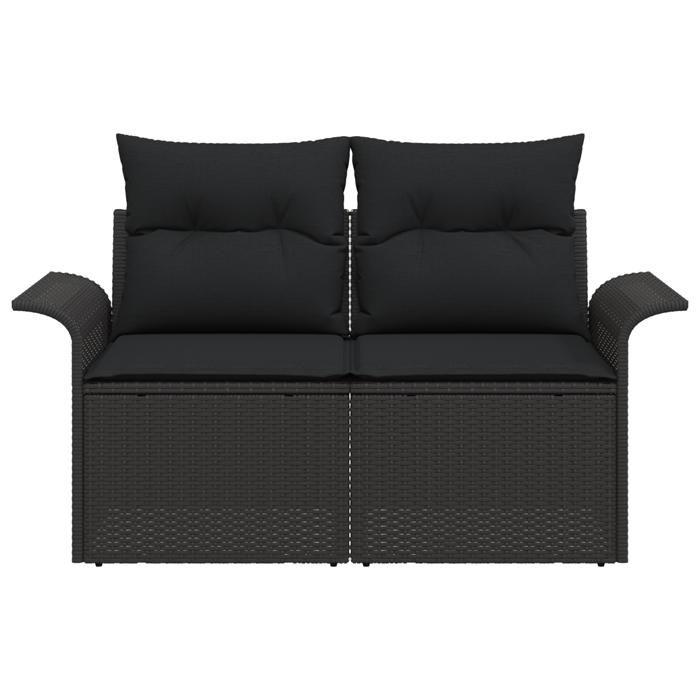 VidaXL Canapé de Jardin 2 Places avec Rangement &amp; Coussins Noir Poly Rattan 42006711