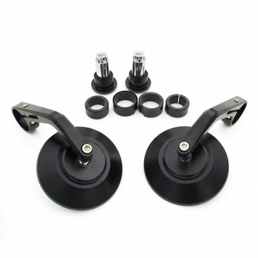 7/8" Universal Round Motorbike Motorcycle Rear View Handle Bar End Rearview Side Mirrors Chrome Black