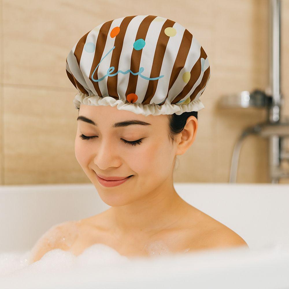 

2PCS Reusable Hair Protection Cap Cartoon Bath Cap Practical Hair Caps For Women Style A