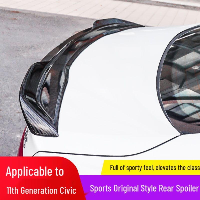 Rear Spoiler Wing for 2022 11th Gen Civic Type R: Hole-Free Sports Car Modification 11th Gen Original Wing (Gloss Black) - Honda Civic