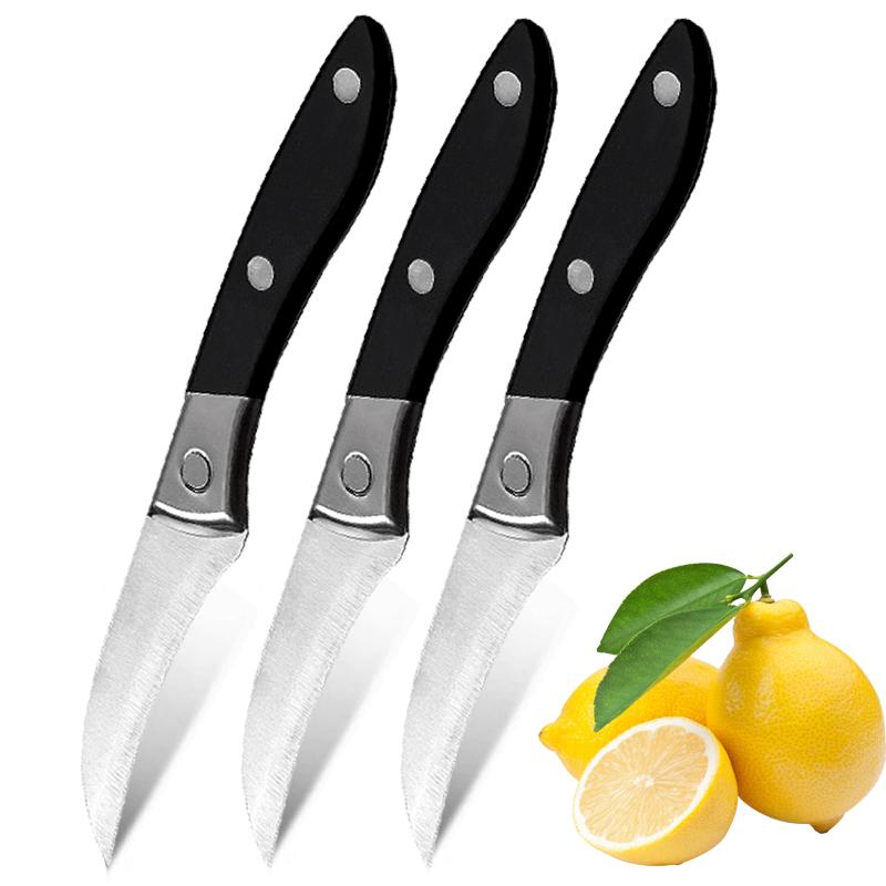 Fruit Peeler Knife Stainless Steel Vegetable Fruit Knife Anti-Slip Black Handle Perfect for Kitchen Fruit Paring Cutter Knife