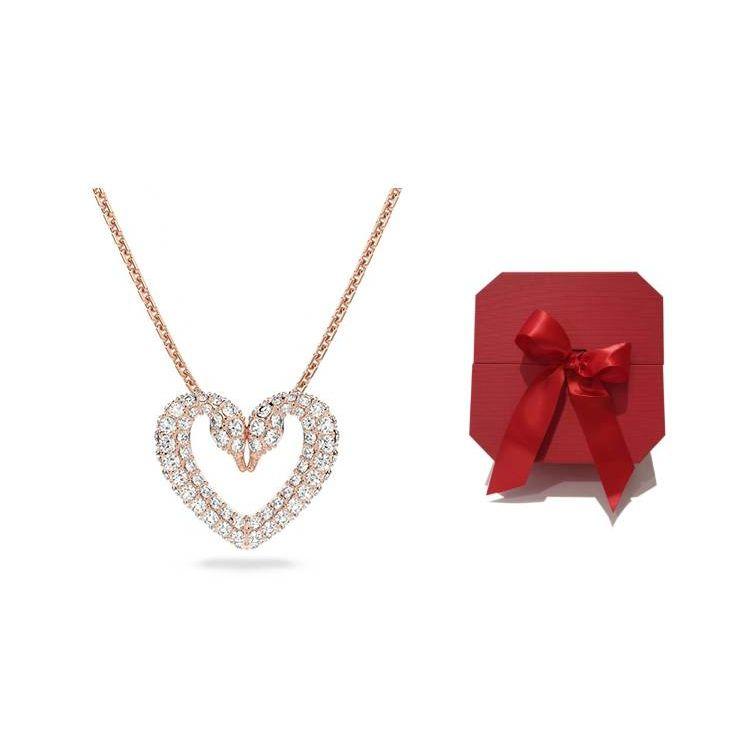 Swarovski Swan Heart Necklace Women Necklace Rose-Gold 5628657