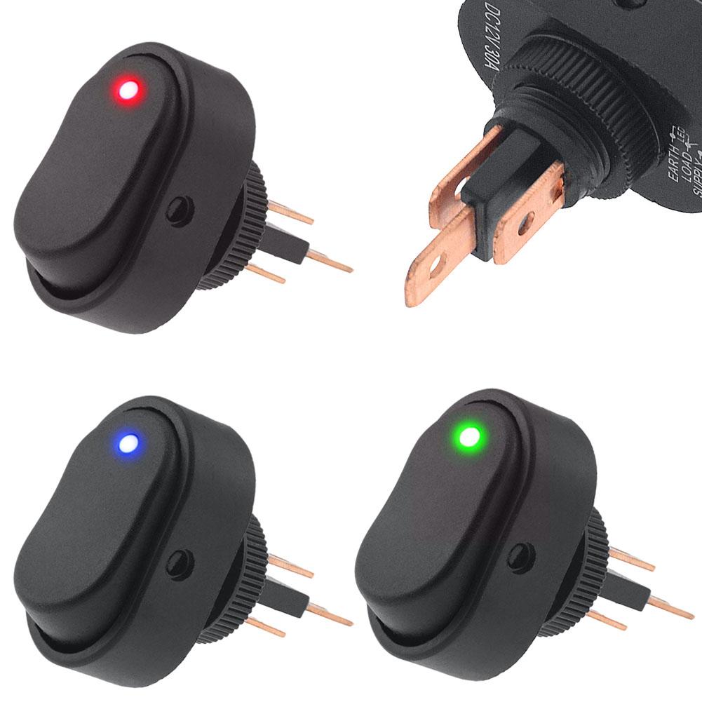 10Pcs Car Boat Rocker Switch 3PIN Contact ASW-20D 30A 12V Switch With LED Light Suitable For Cars And Ships