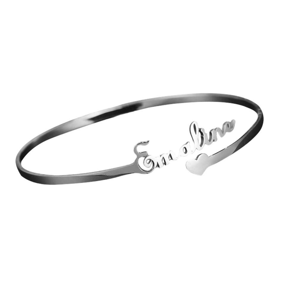 

Letter Name Bangle Birthday Wedding Engagement Jewelry Bracelet Men Travel Women Personalized Boyfriend Heart Open