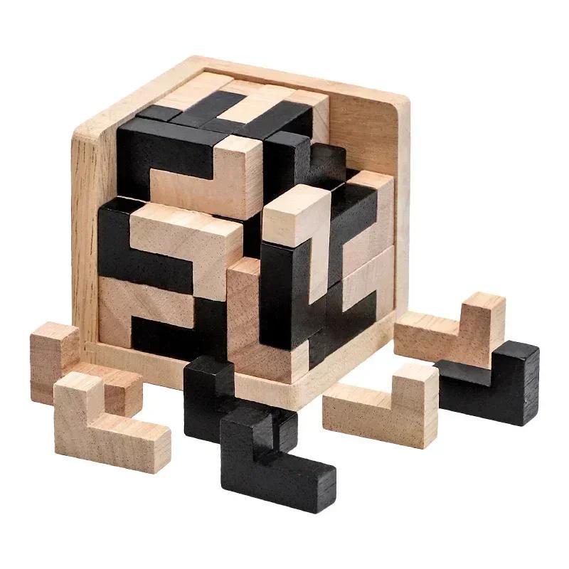 3D Cube Puzzle Luban Interlocking Creative Educational Wooden Toy Brain Mind Early Learning Game Gift For Children Letter 54T