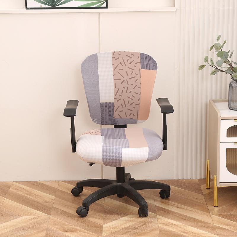 Elastic Office Chair Cover Print Split Computer Armchair Spandex Dust-Proof Seat Covers Stretch Slipcover Living Room