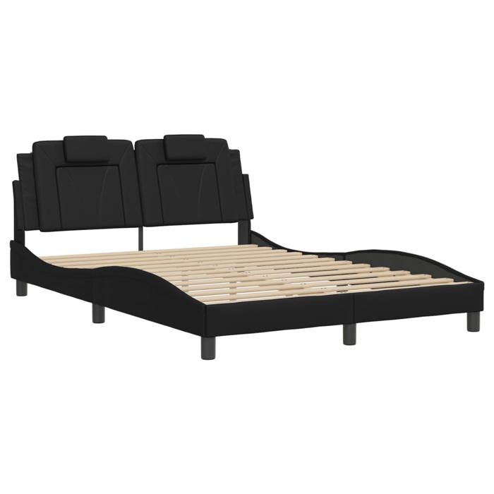 VidaXL Bed Frames with Headboard, Upholstered Bed with Cushion, Double Bed, Adult Bedroom Bed, Modern, Black 120x200 Cm 3208082