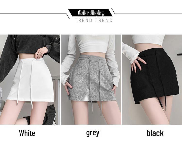 Women's Gray High-Waisted A-Line Sports Skirt and Shorts Combo for Spring/Summer 2025