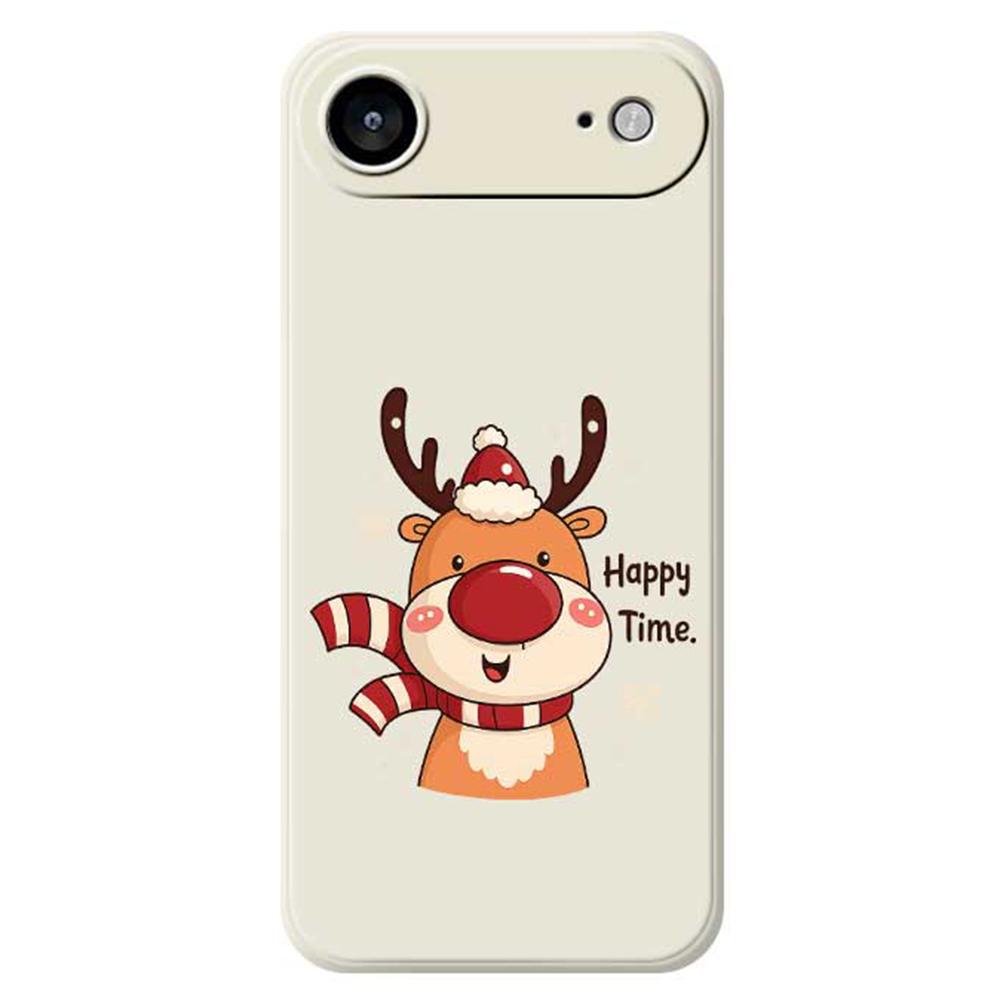 

For iPhone 17 Air Case Happy Time Deer Pattern Printing Straight Edge TPU Phone Back Cover Beige