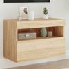 VidaXL Wall-Mounted TV Cabinet with LED Lights, Hanging Television Cabinet, Floating TV Stand, Modern, Sonoma Oak Wood 837187