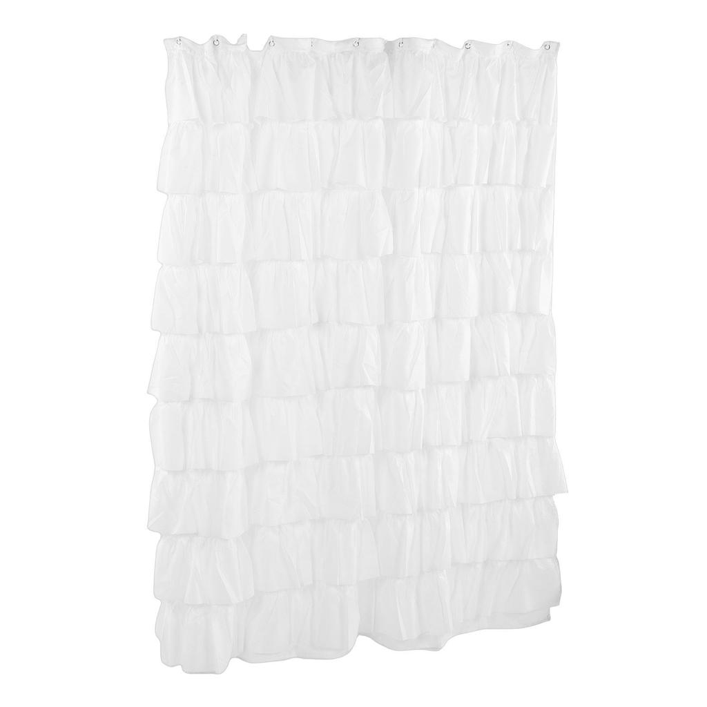 Shower Curtain 70 inch Boho Vintage Ruffle Bathroom Curtain with Hooks for Decoration