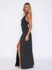 2026 Summer Polka Dot Backless V-neck Dress with Slit and Cinched Waist for Women