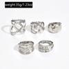 Modern Retro Metal Ring Stack For Women Featuring Geometric Lines For Daily Wear