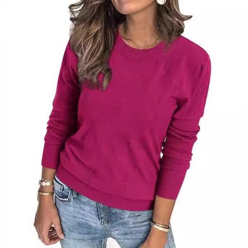 Women S Long Sleeve Round Neck Pullover Knit Sweater Casual Fall Winter