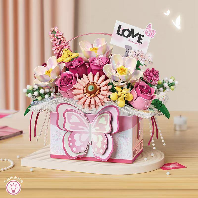 Flowers Diy Decoration Blocks Household Decoration Model Construction Blocks Toys Assembly Plaything Christmas Present For Children Adult 4811