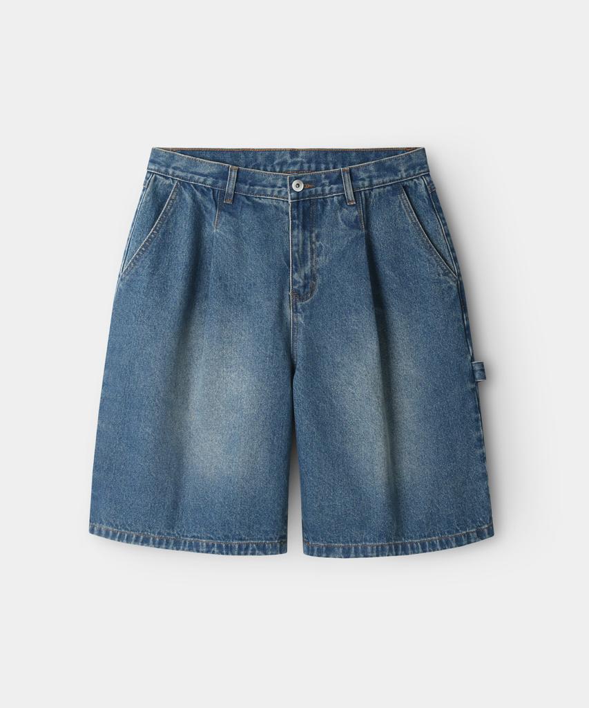 INDUST One-Pleat Carpenter Bermuda Denim Half Pants_Black