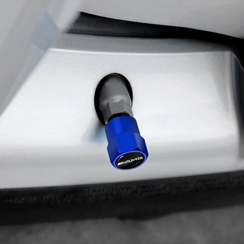 For Mercedes Benz AMG W204 W205 C200L W203 Car Accessories 4Pcs Car Tire Valve Stems Cap Metal Tire Wheel Stem Air Valve Cap BI1