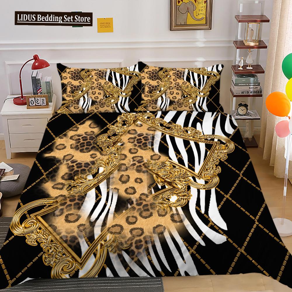 Dark Gold Duvet Cover Set Dull Gold Patterns 3D Luxury Printing Comforter Cover King Queen For Teens Adult Polyester Bedding Set