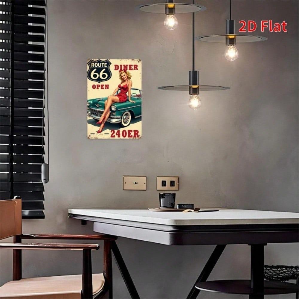 Vintage Americana Klassisk Bil Diner Metallplåt Väggskylt Garage Bar Dekor