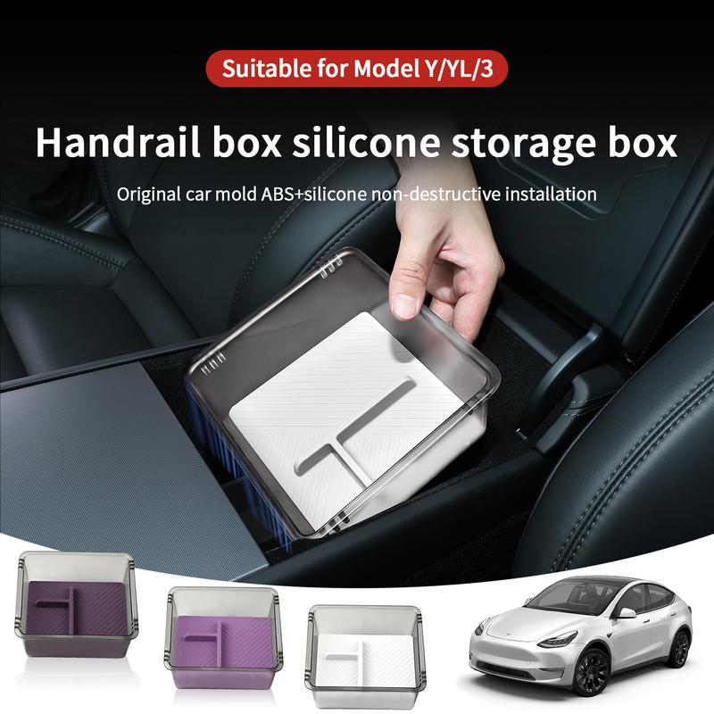 For Tesla Model 3 Highland / Y Juniper / YL Center Console Armrest Storage Box Hidden Storage Box Car Interior Tuning Accessory