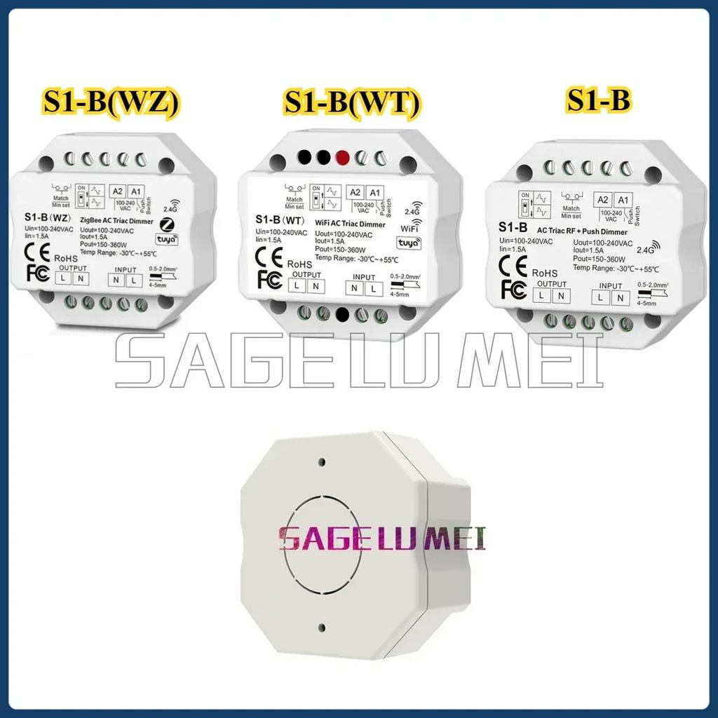 S1-B/S1-B(WT)/S1-B(WZ) Skydance 2.4G LED Controller WiFi & RF Push AC Triac Dimmer Switch For Single Color LED Lamp Strip R11