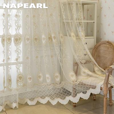 1pz Moderna Lusso Europeo Tenda Trasparente Ricamata Tulle per Soggiorno Camera da Letto Balcone Finestra Arredamento Casa