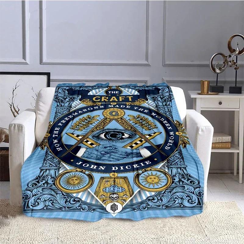 Fashion Masonic Portable Sofa Throw Blanket Freemason Flannel Warm Four Seasons Camping Blanket Freemasonry Multi Size Blankets