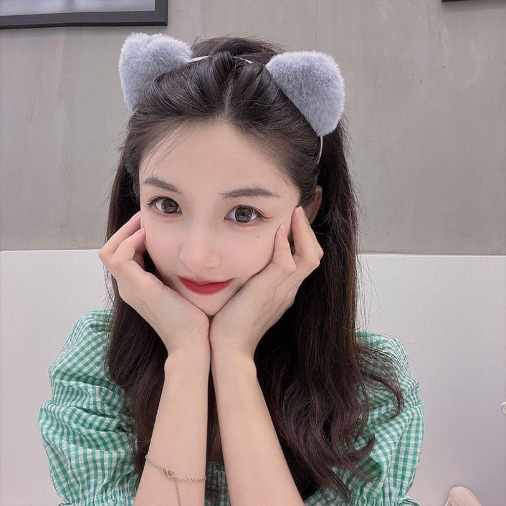Women Hair Hoop Plush Hair Band Thin Cat Ears Headband Sweet   Student