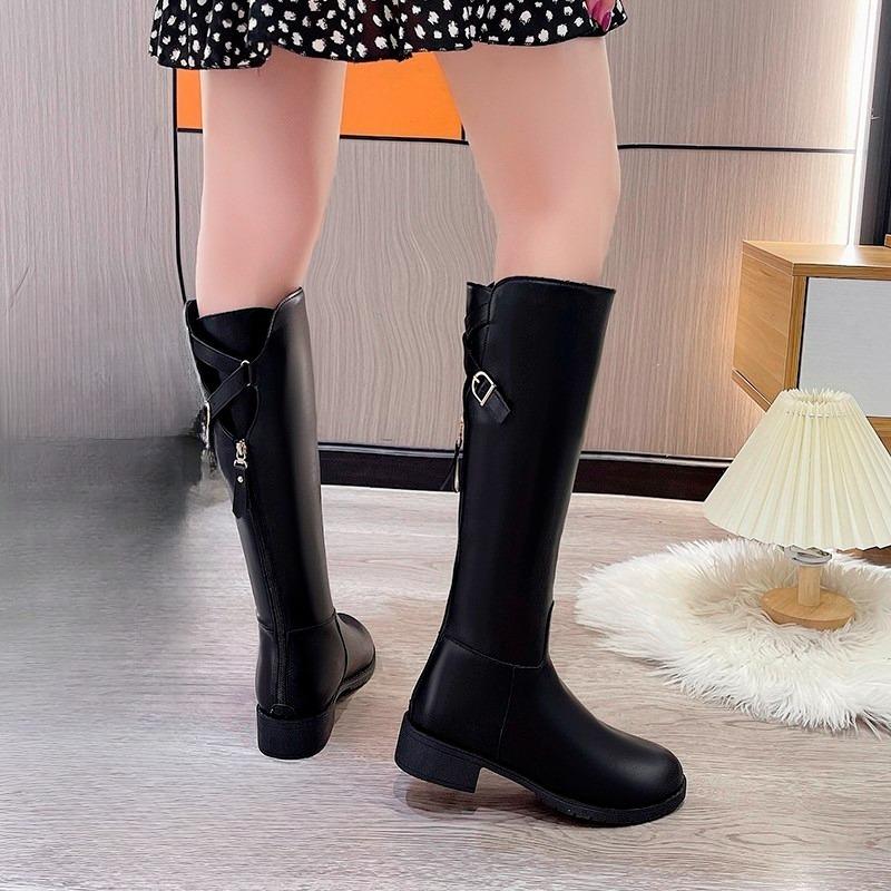 Thigh Boots Women Platform Knight Boots New Autumn Winter Metal Buckle Back Zipper Thick Leg High Boots