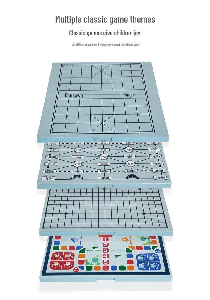 Set Base di Scacchi Cinesi e Go per Bambini: Portatile, Pieghevole, Scacchiera Standard con Pezzi.